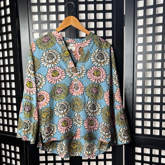 LOFT Tops - 🌸 LOFT Floral V-Neck Blouse Women's Small Blue Pink Green Boho Wide Sleeve 🌸